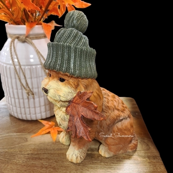 12" Fall leaves Thanksgiving Havanese DOG Sweater Weather Resin Statue Decor New - Picture 7 of 9